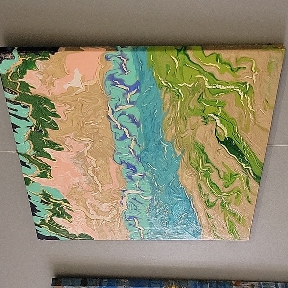 Acrylic Pour Paint on Recycled Canvas - Picture 3 of 4